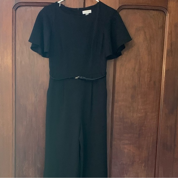 Calvin Klein Womens Wide Leg Jumpsuit Jumper Black  Belt Short Sleeve - Picture 3 of 15